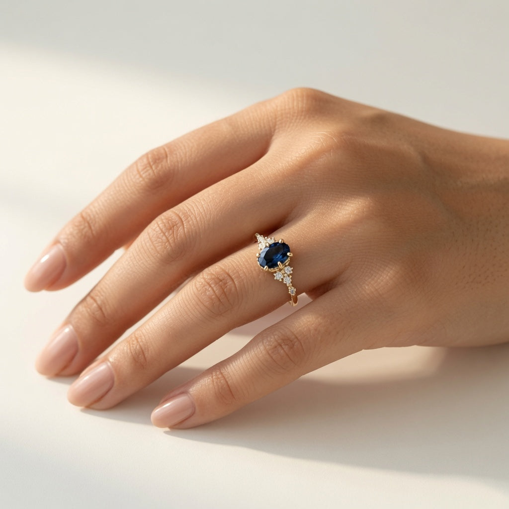 Twilight Bloom Ring – worn on hand | 925 Sterling Silver Jewelry by Cilhouette