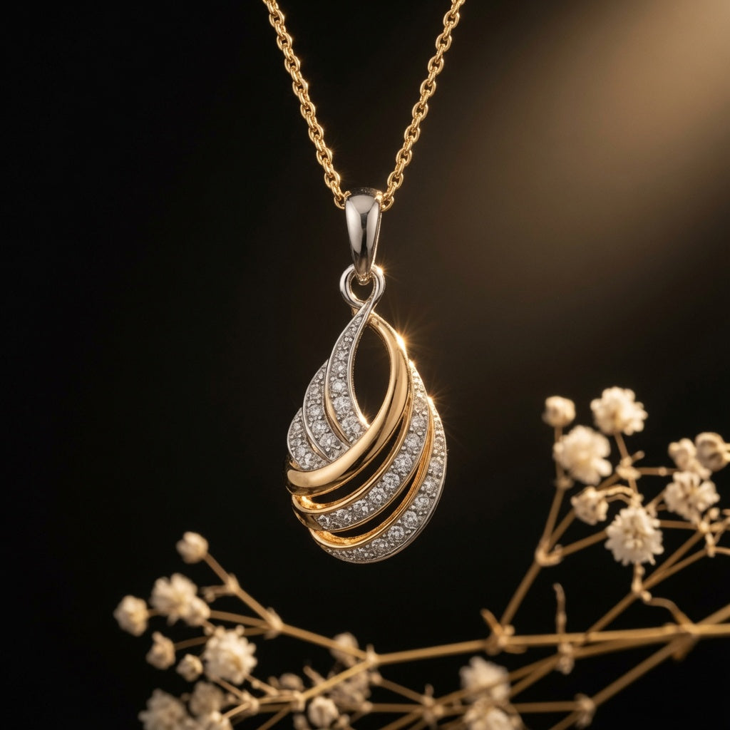 Two-Tone Cascade Pendant – on black background | 925 Sterling Silver Jewelry by Cilhouette