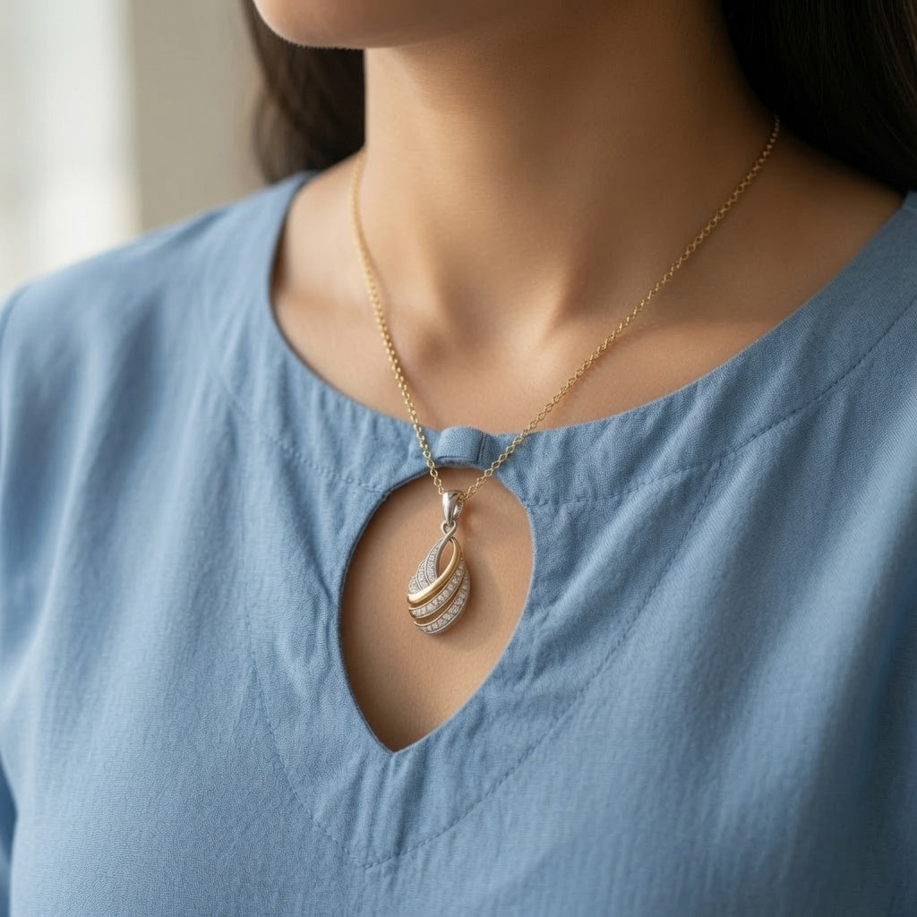 Two-Tone Cascade Pendant – worn on neck | 925 Sterling Silver Jewelry by Cilhouette