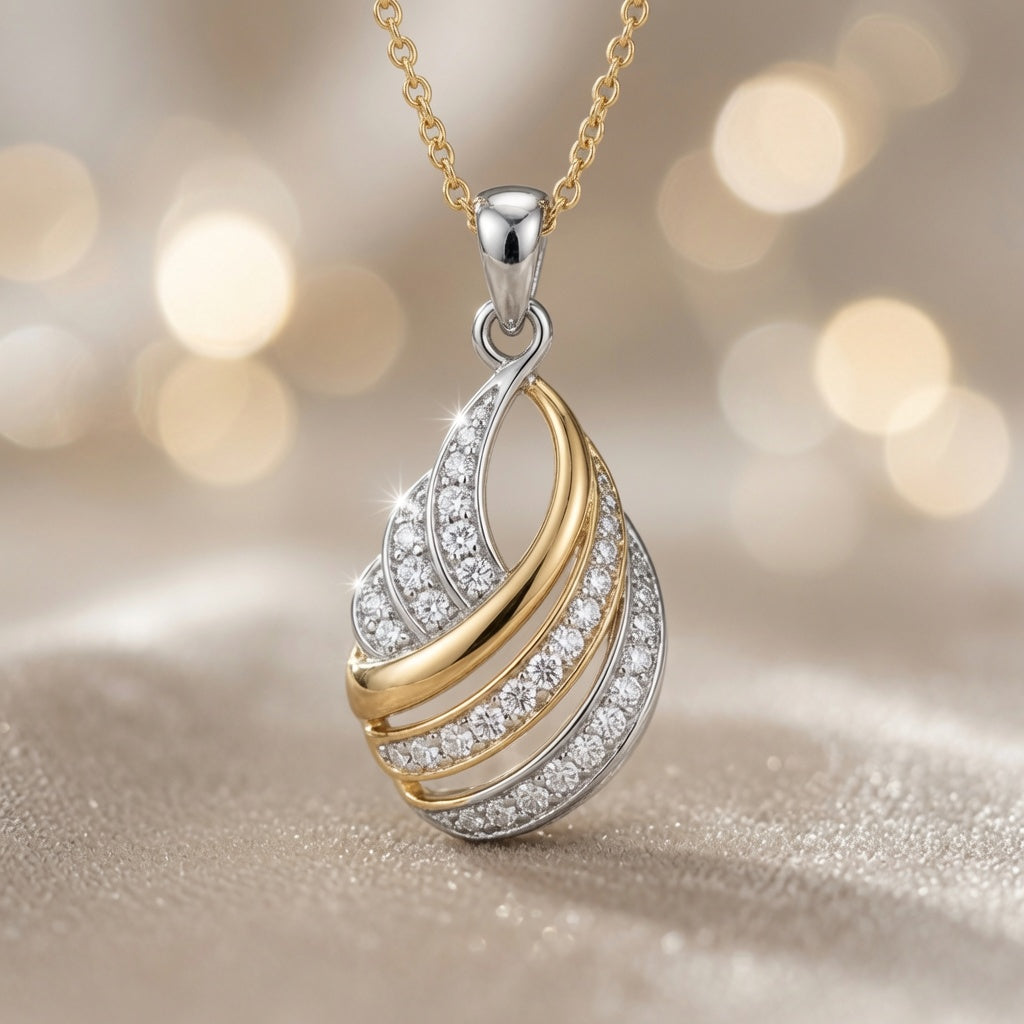 Two-Tone Cascade Pendant – close-up detail | 925 Sterling Silver Jewelry by Cilhouette