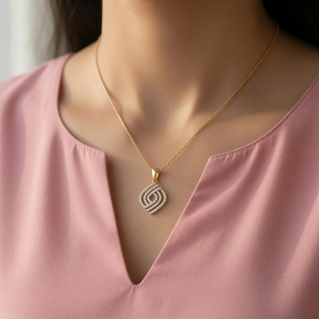 Vortex Pave Pendant – worn on neck | 925 Sterling Silver Jewelry by Cilhouette