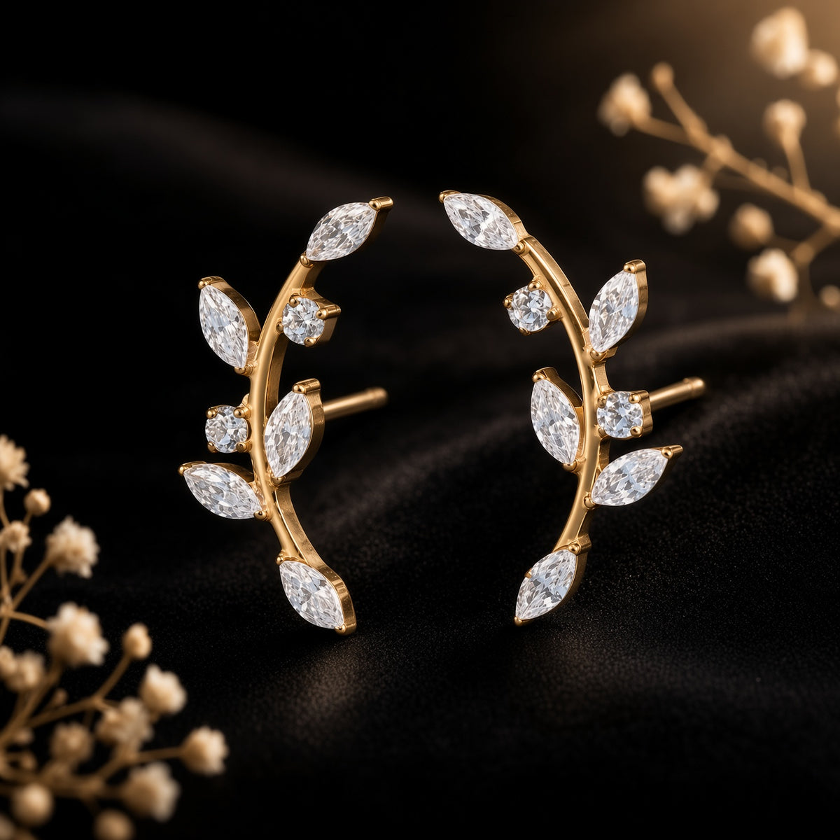 sprig-ear-climbers – gold-plated | 925 Sterling Silver Jewelry by Cilhouette
