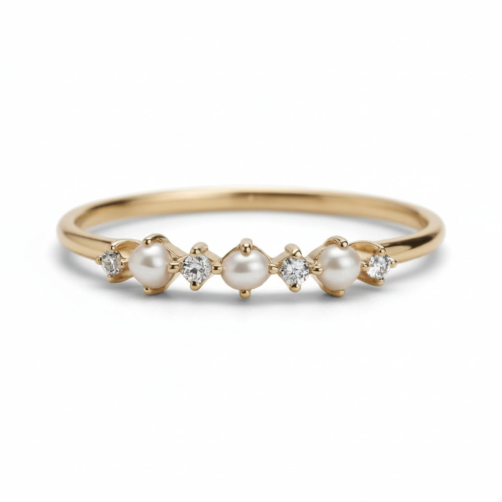 Pearl & Zircon Cluster Ring