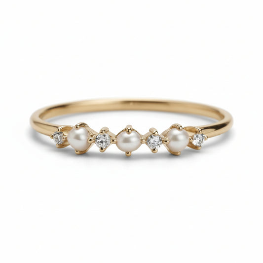 Pearl & Zircon Cluster Ring