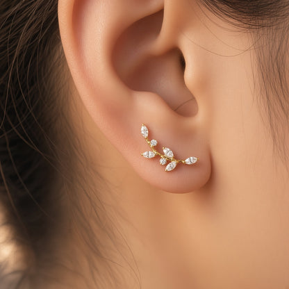 sprig-ear-climbers – gold-plated | 925 Sterling Silver Jewelry by Cilhouette