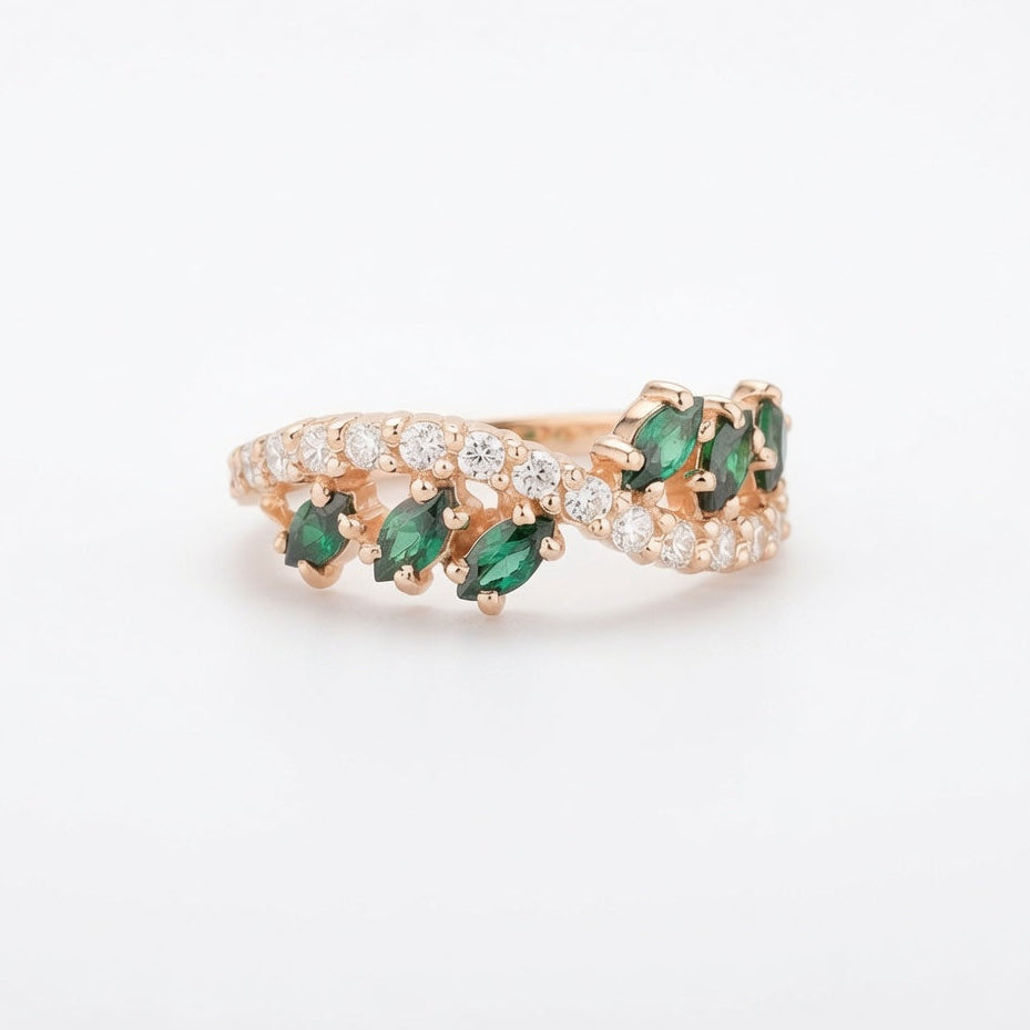 Emerald Vine Ring | 925 Sterling Silver Jewelry by Cilhouette