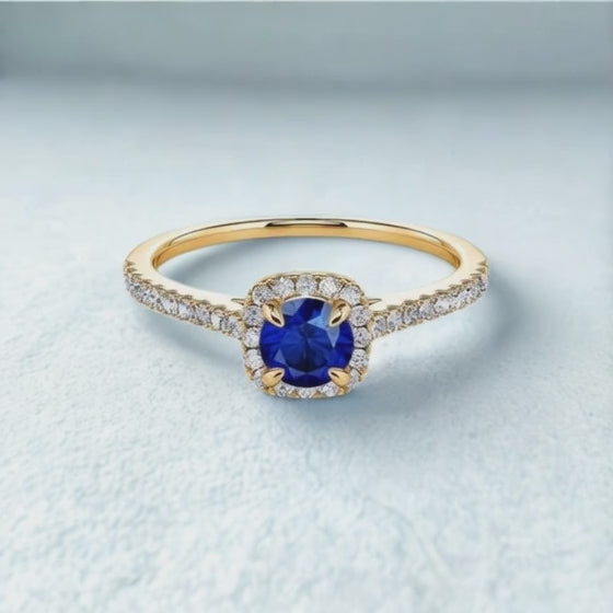 Royal Sapphire Halo Ring