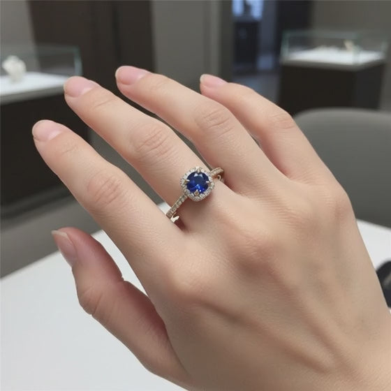 Royal Sapphire Halo Ring